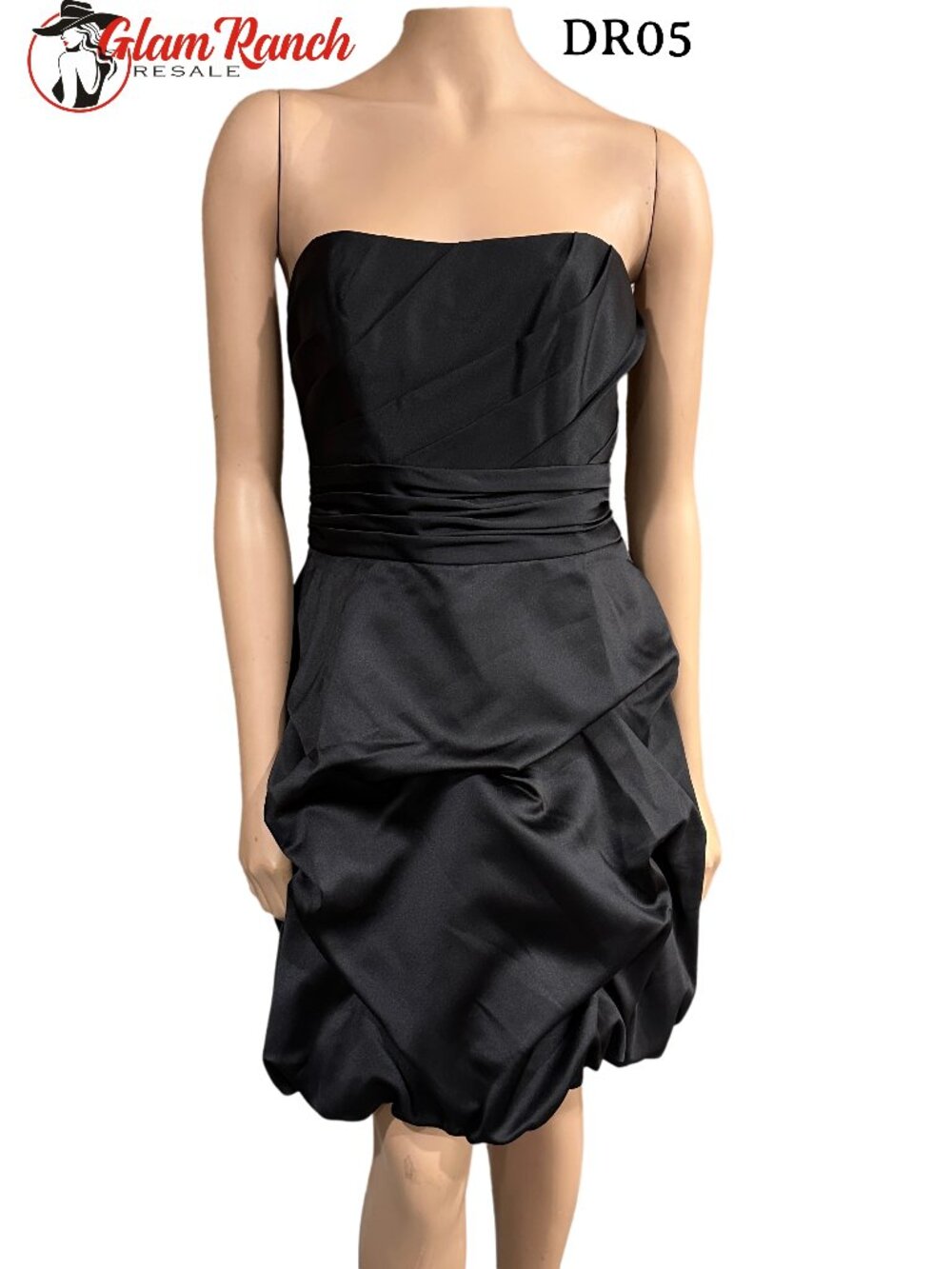 NWT David's Bridal Black Satin Formal Dress SZ 8